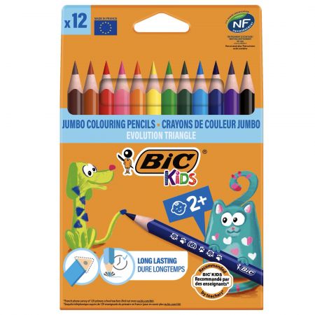 Creioane colorate BIC Evolution Triangle, 12 culori/set